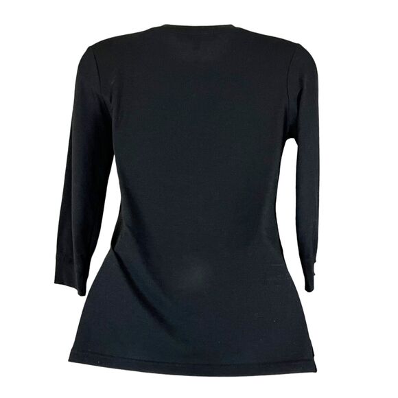 Anatomie Henley Shirt 3/4 Sleeve Stretchy Snap Button Raw Edge Black Sz Small - Picture 5 of 10